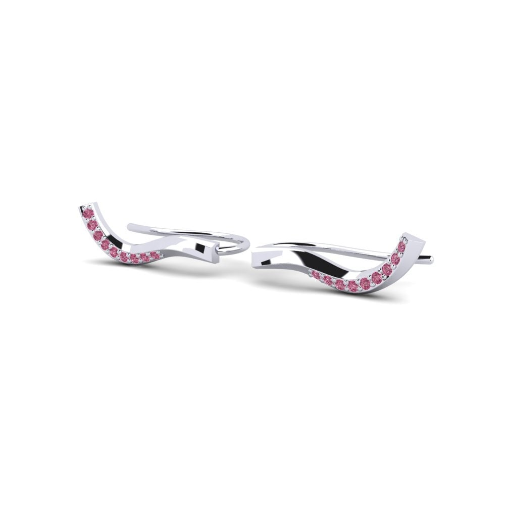 14ct White Gold Rhodolite Garnet Women's Earring Piraso
