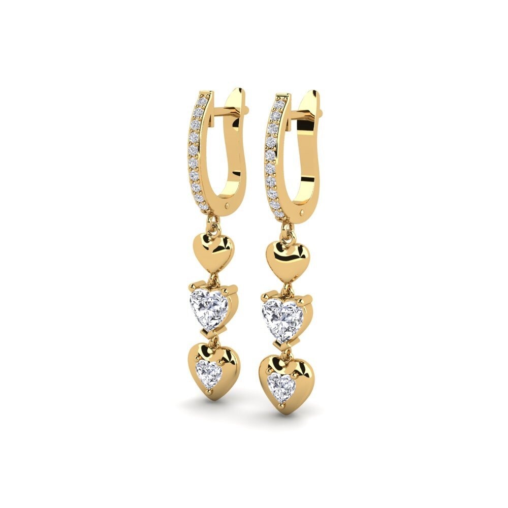 Ouro Amarelo 14K Diamante Produzido em Laboratório Brincos Feminino Placida