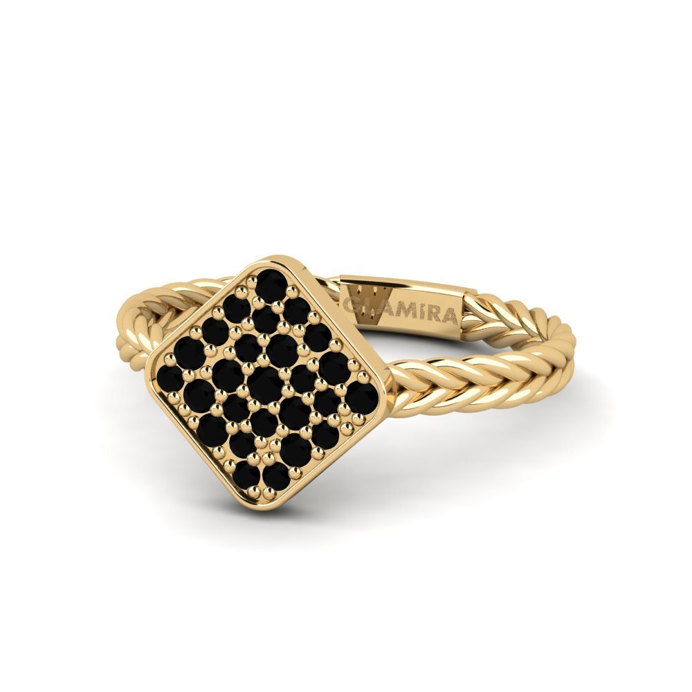 Diamante Negro Anel Plait