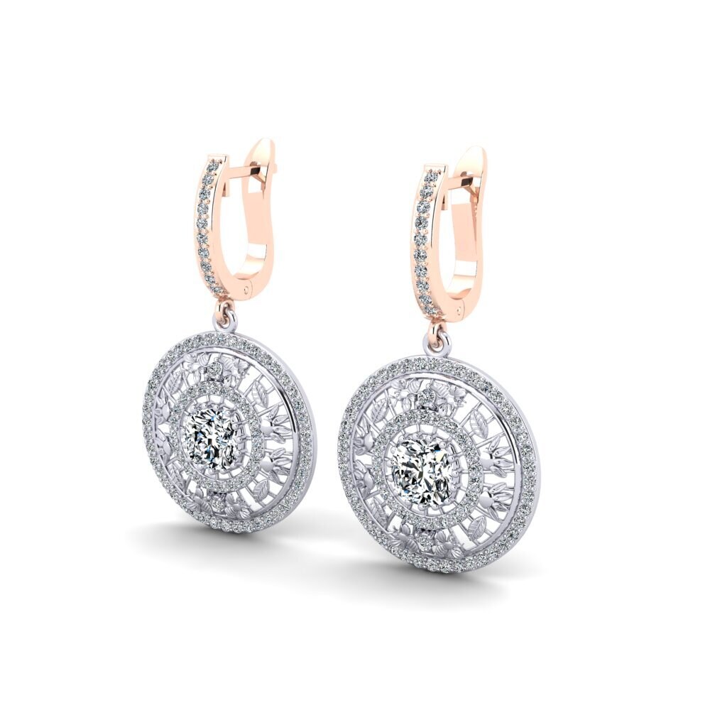 14ct White / Rose Gold Cushion Women's Earring Planche