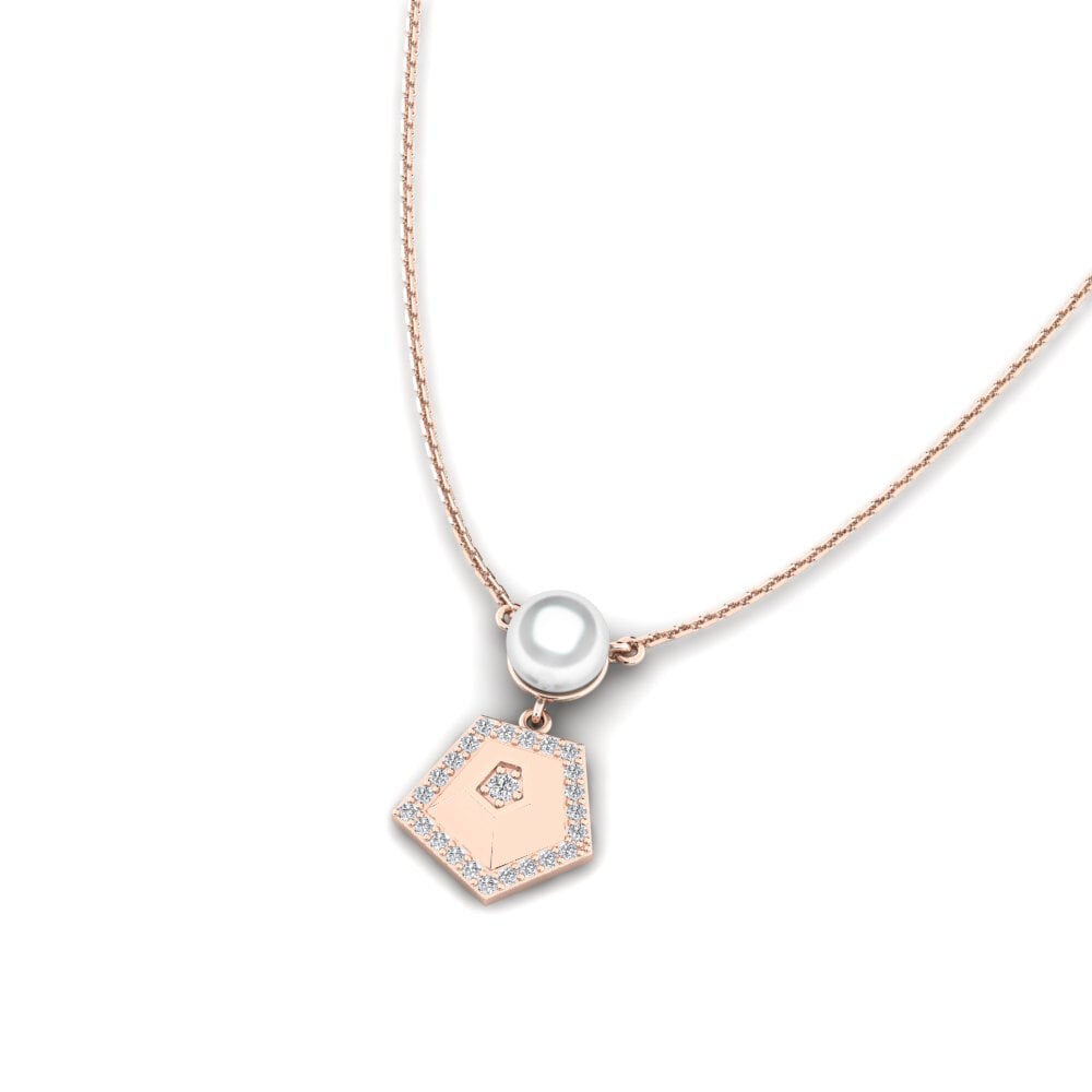 18ct Rose Gold Round Lab Grown Diamond Women's Necklace Planetarium