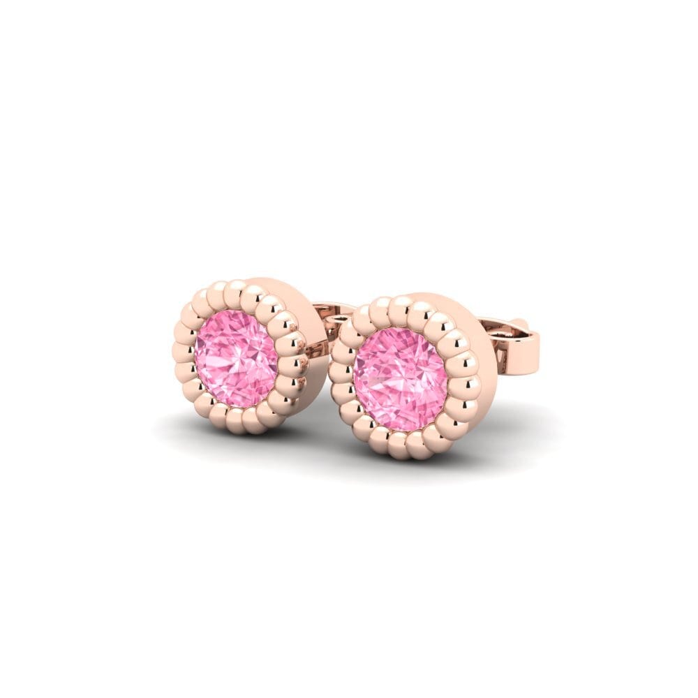 Oro Rosso 375 Zaffiro Rosa Orecchino da donna Planta