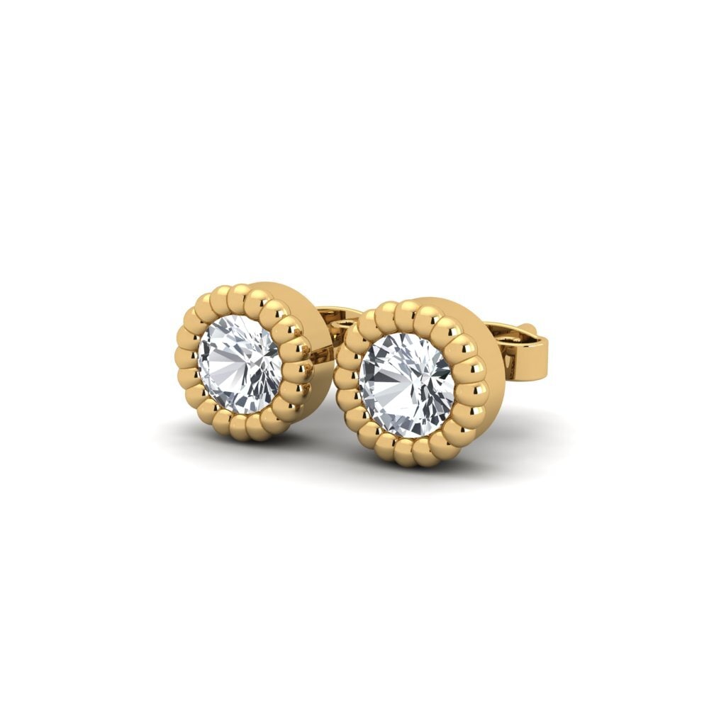 14ct Yellow Gold White Zircon Women's Earring Planta