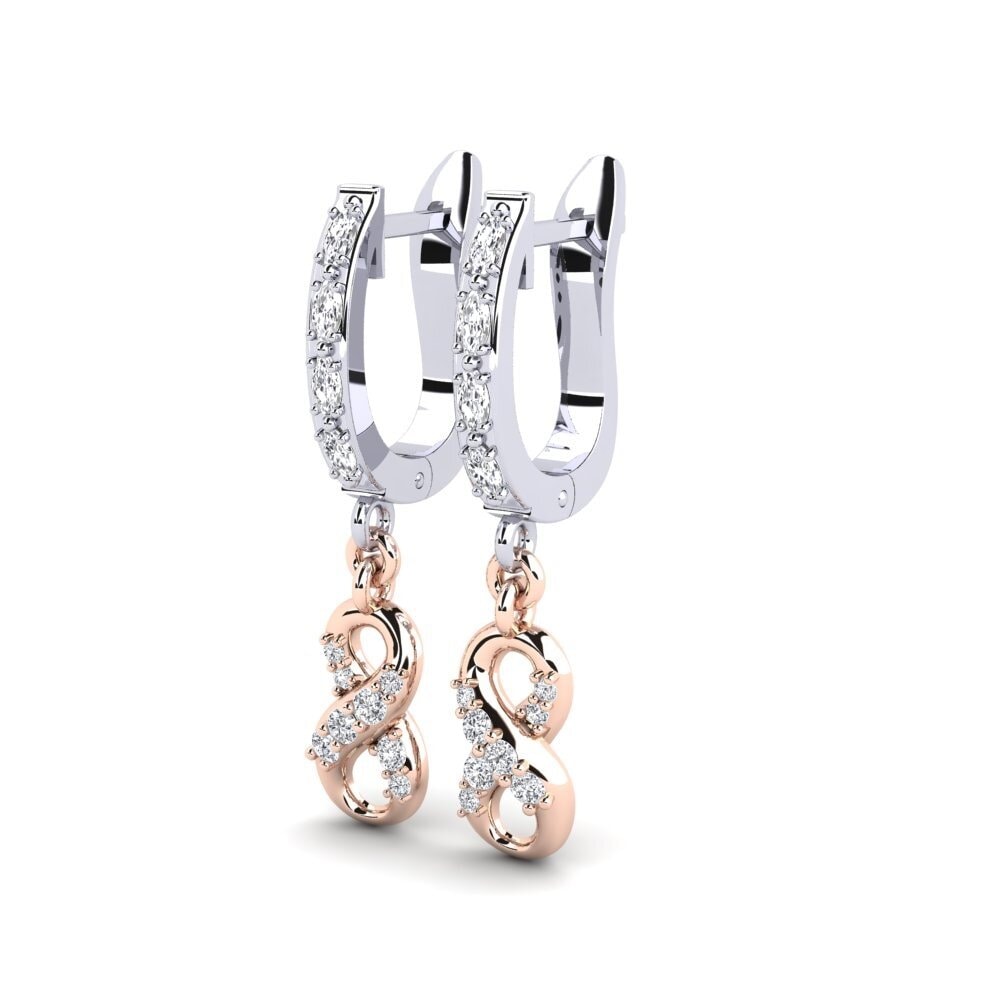 14ct White / Rose Gold Marquise Women's Earring Poesiana