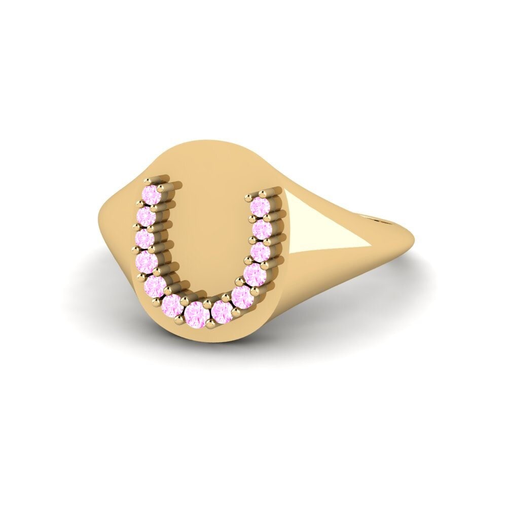 14k Oro Amarillo Zafiro Rosado Anillo Pogona
