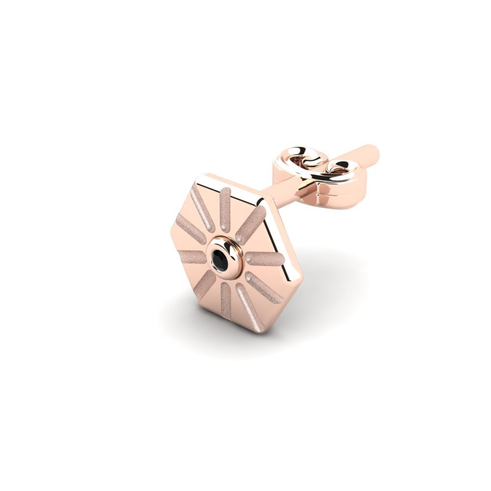 14ct Rose Gold Black Diamond Men's Earring Pogretta