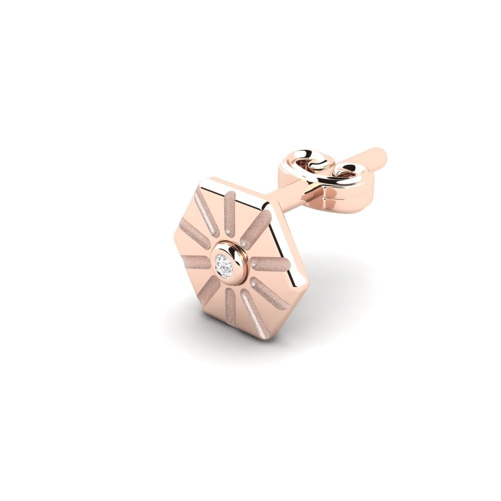 18ct Rose Gold White sapphire Men's Earring Pogretta