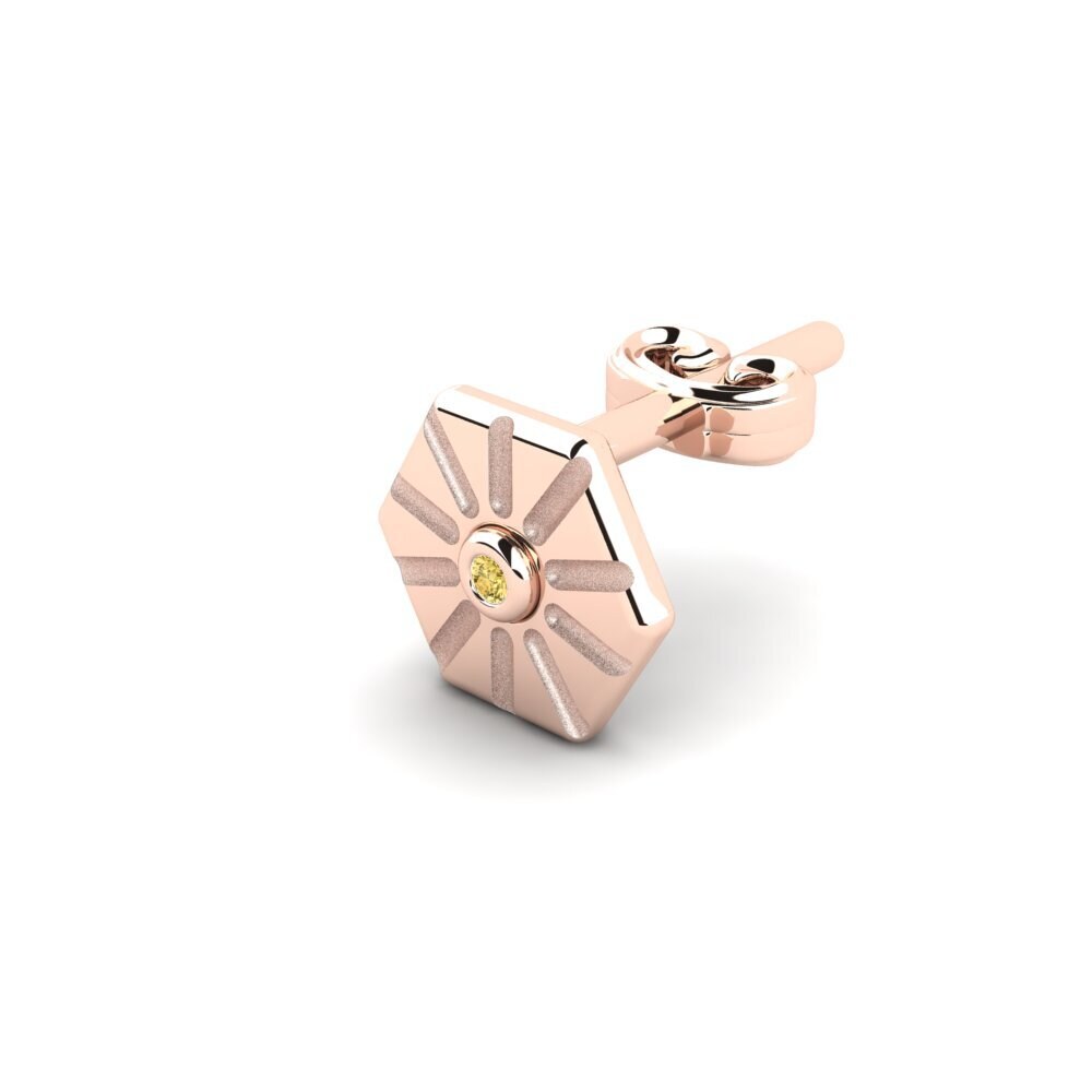 14ct Rose Gold Yellow Diamond Men's Earring Pogretta
