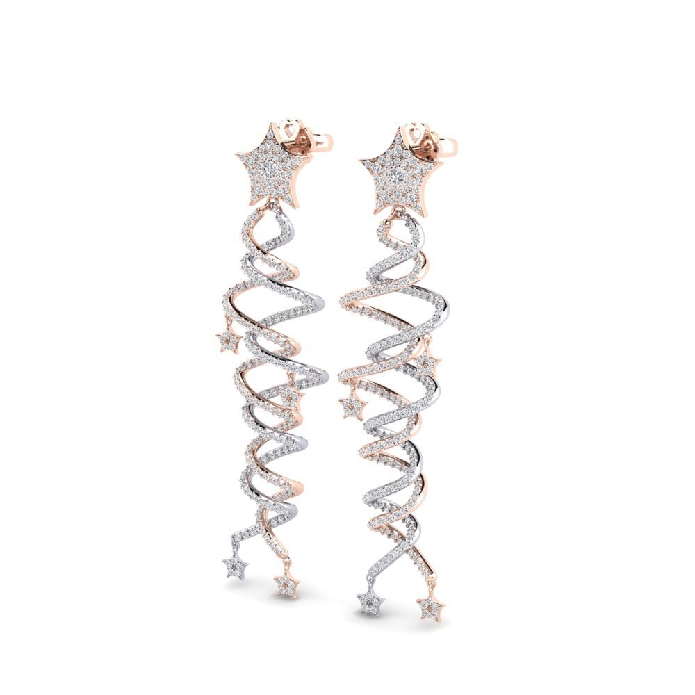 14ct Rose / White Gold Women's Earring Politismos