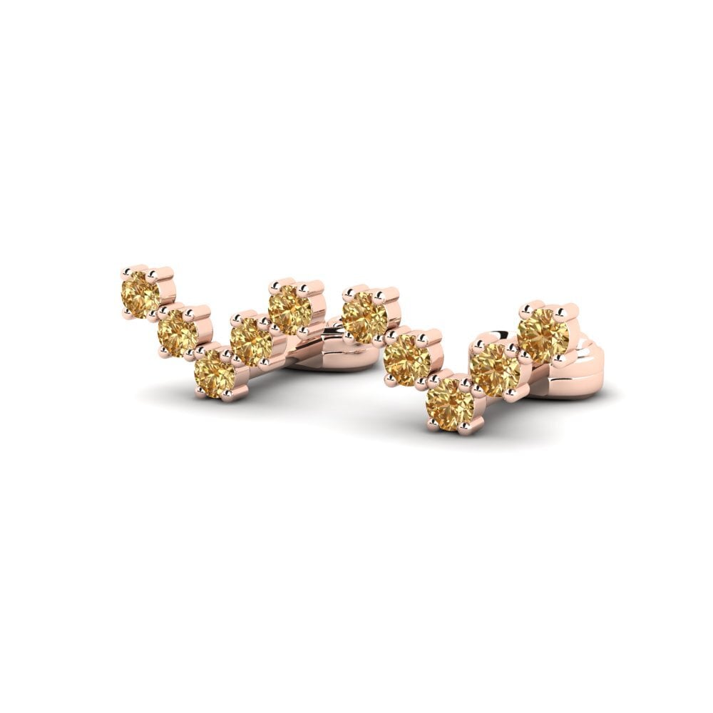 14k Oro Rosa Diamante café Pendiente de mujer Polka