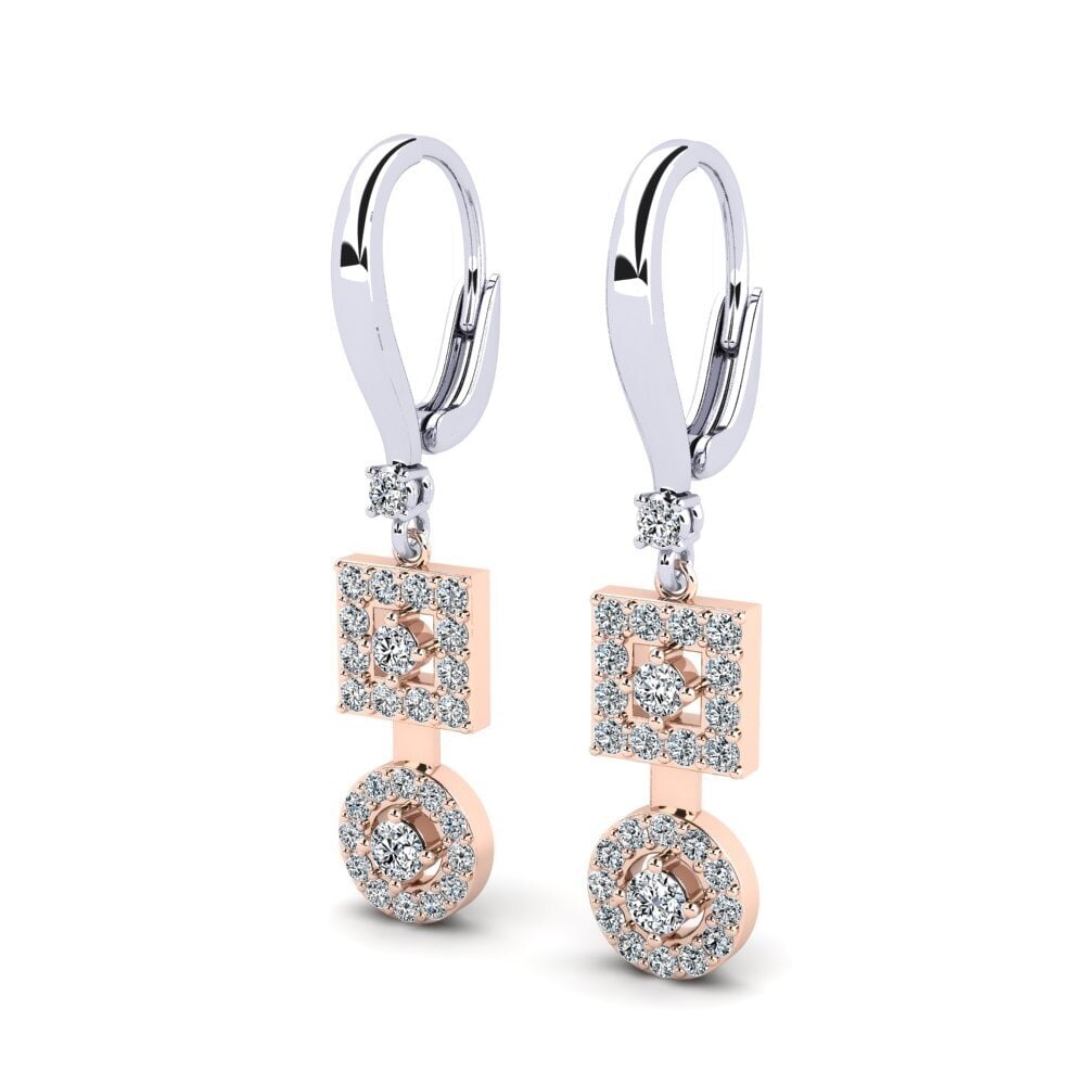 9k Oro Rosa & Blanco Pendiente de mujer Polymnia