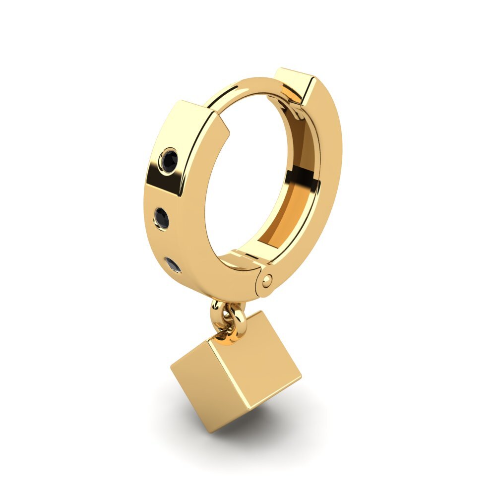 18k Oro Amarillo Diamante Negro Pendiente para hombre Ponthus