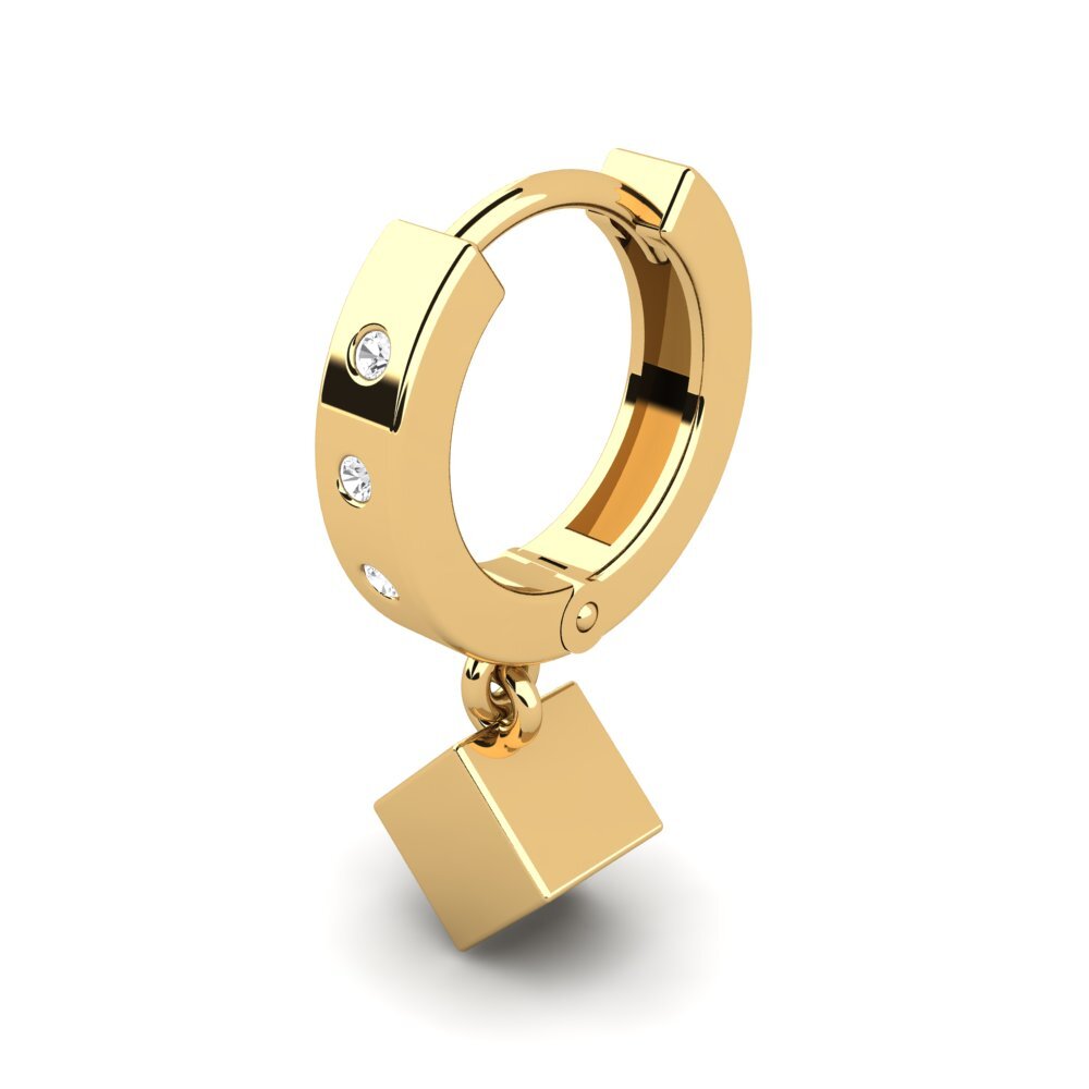 Gelbgold 585 Weißer Saphir Herren-Ohrring Ponthus