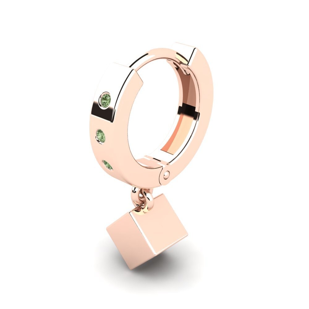 14ct Rose Gold Green Diamond Men's Earring Ponthus
