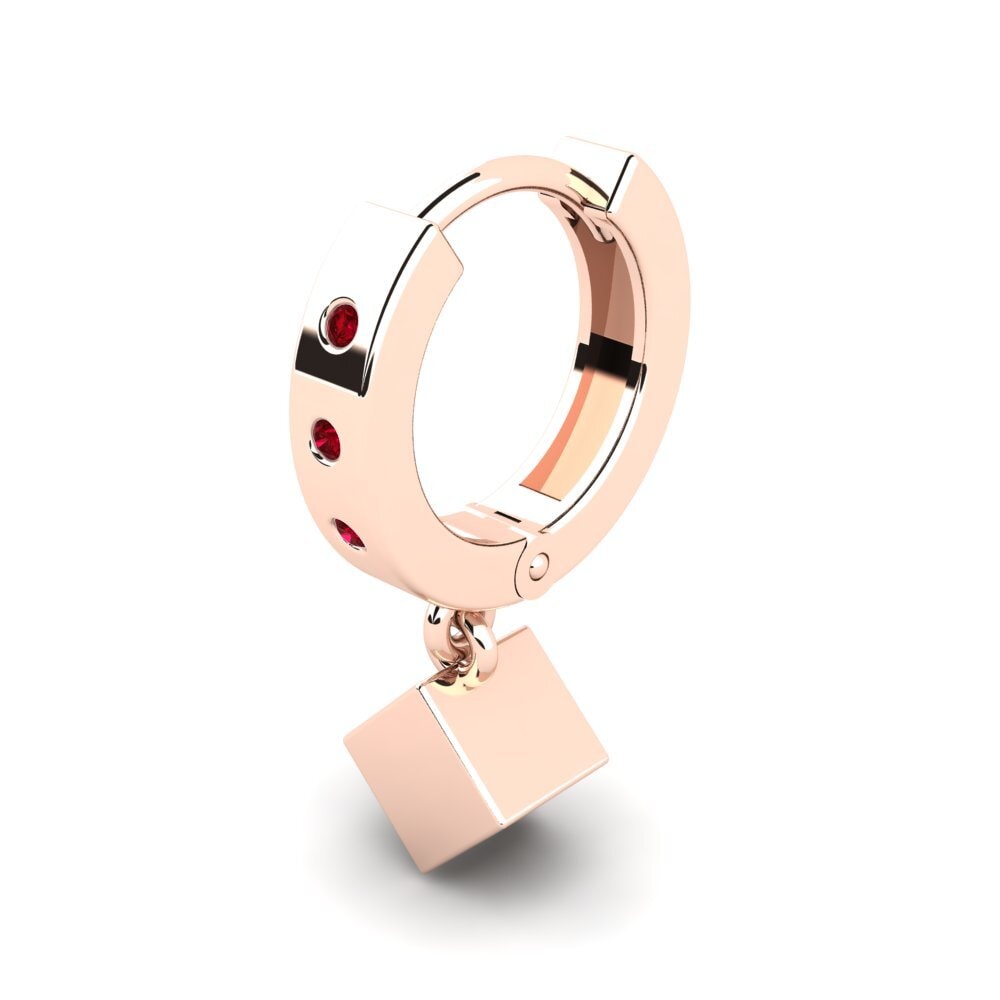 14k Oro Rosa Circonita Roja Pendiente para hombre Ponthus