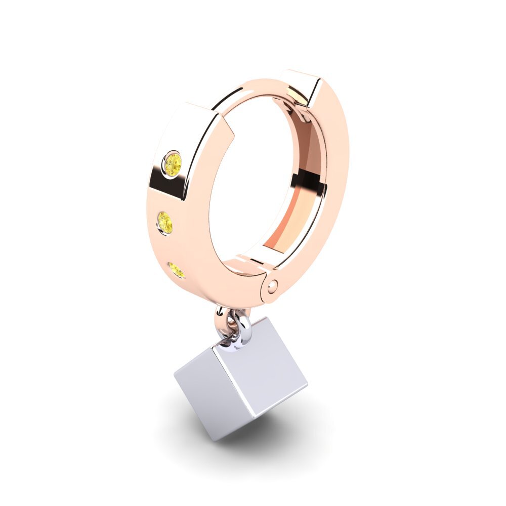 Pendientes 14k Oro Blanco & Rosa Zafiro amarillo Dangle