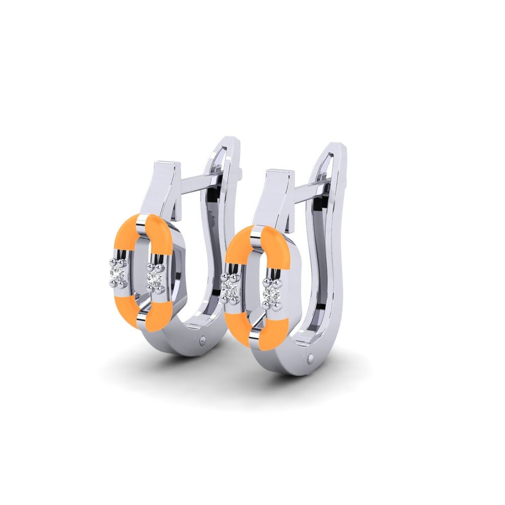 14k White Gold Women's Earring Porou