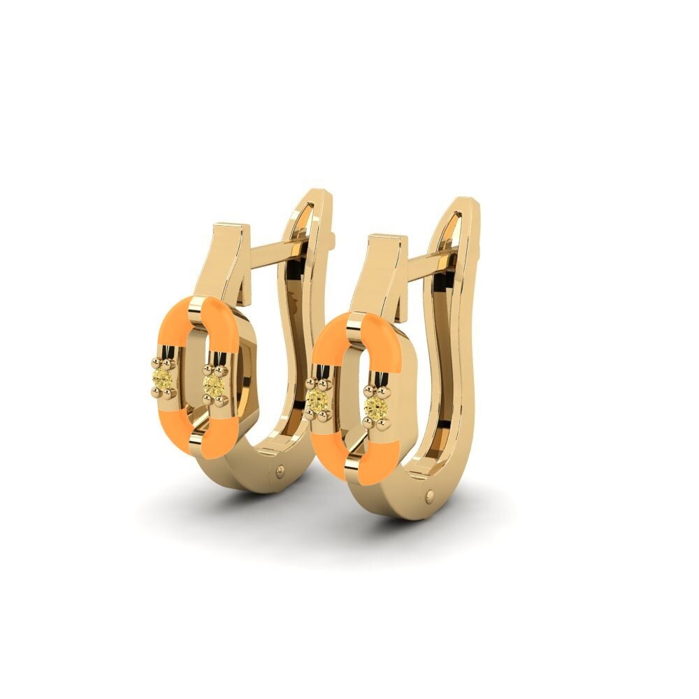 Diamant Jaune Boucle d'oreille femme Porou