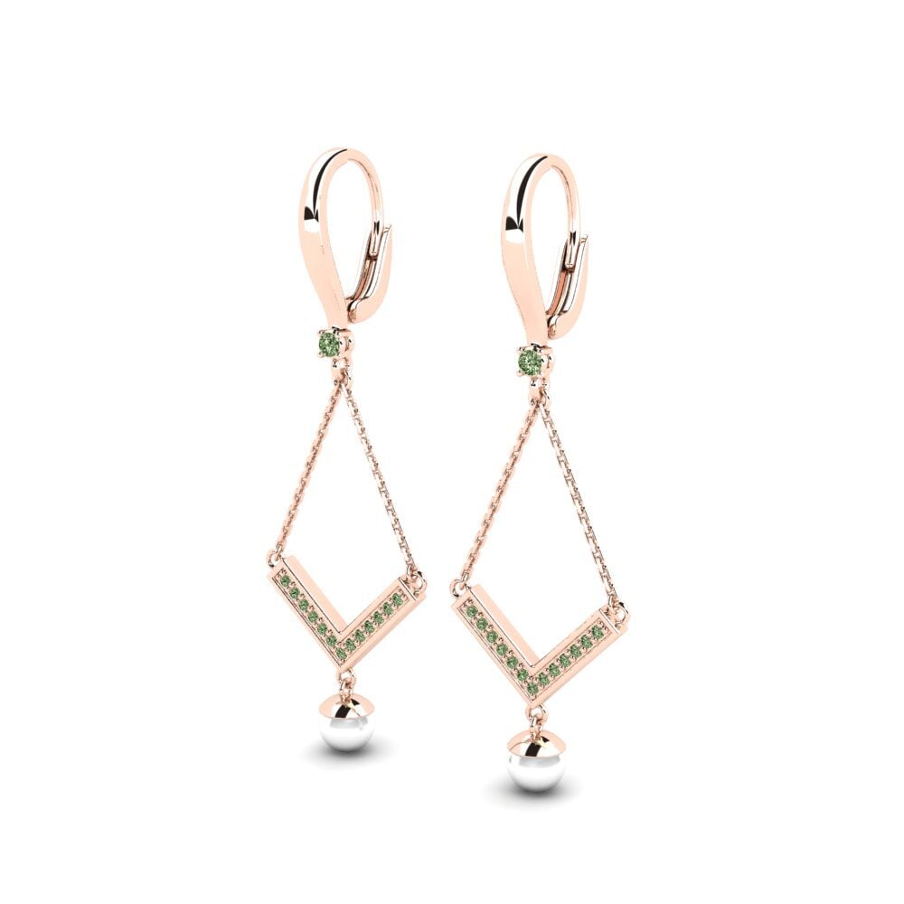 9ct Rose Gold Green Diamond Women's Earring Portare