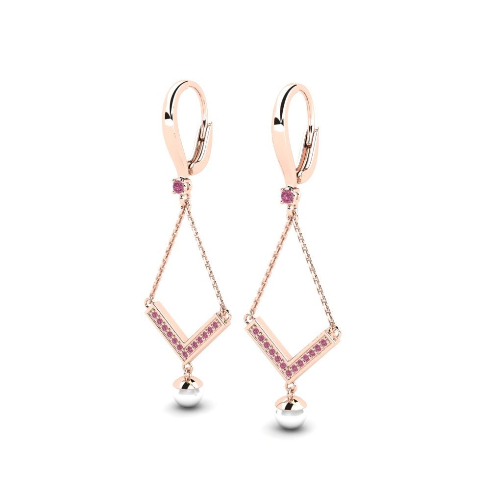 14k Oro Rosa Granate Rhodolite Pendiente de mujer Portare