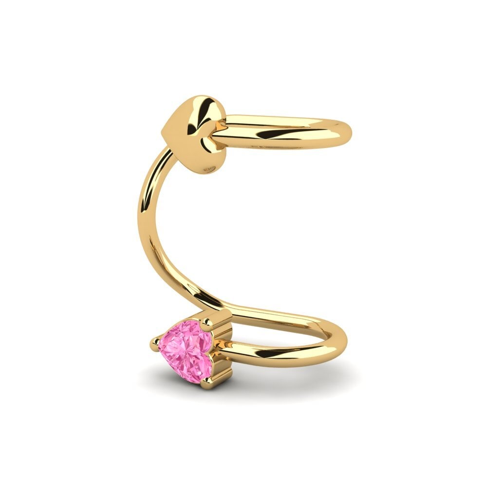 18k Oro Amarillo Zafiro Rosado Pendiente de mujer Poucheres