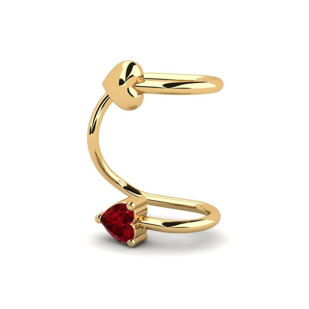 14ct Yellow Gold Ruby Women's Earring Poucheres