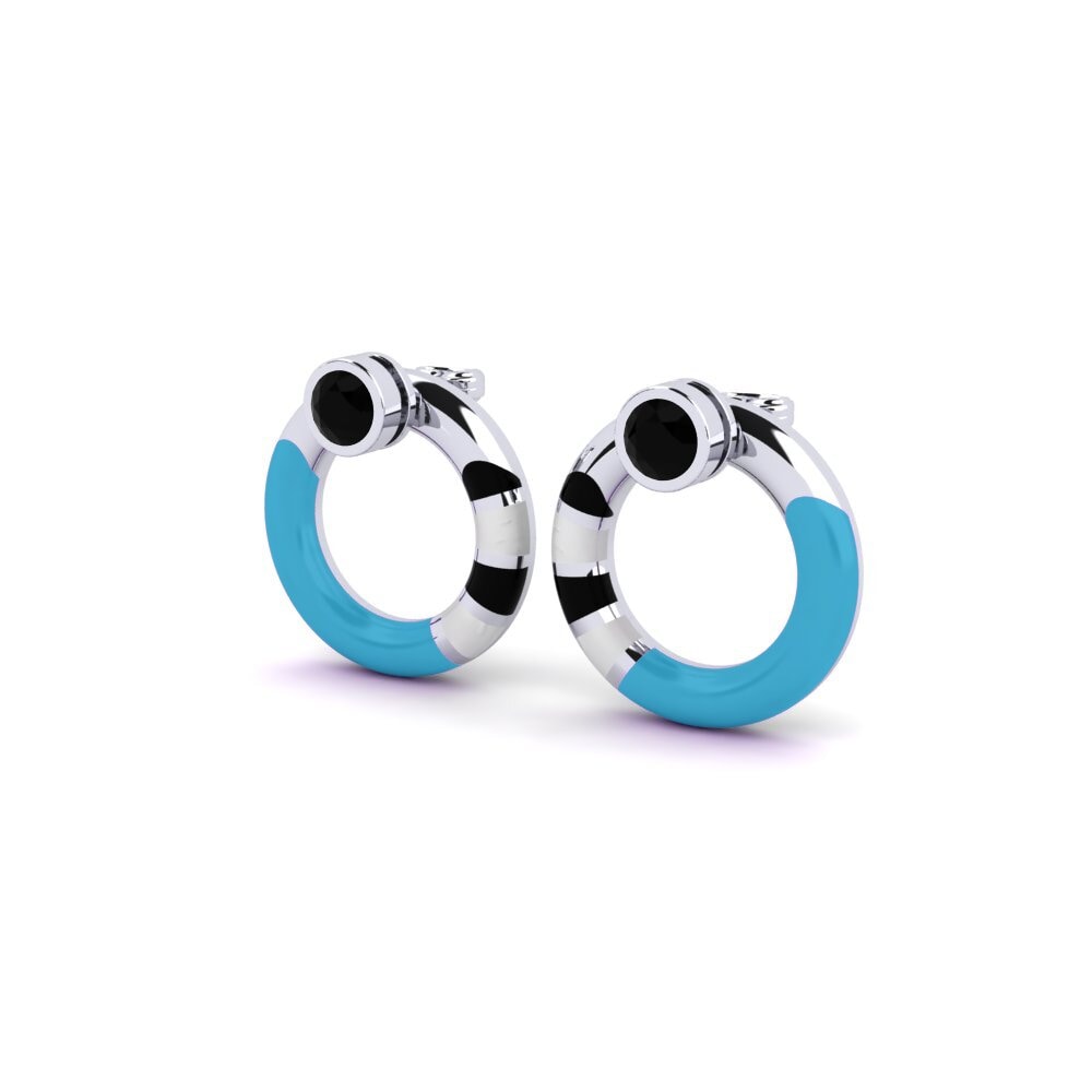9k Oro Blanco Ónix Negro Pendiente de mujer Pounty