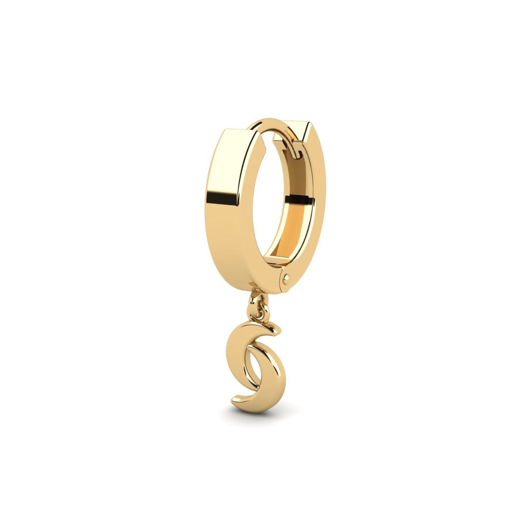 14ct Yellow Gold Men's Earring Pourp