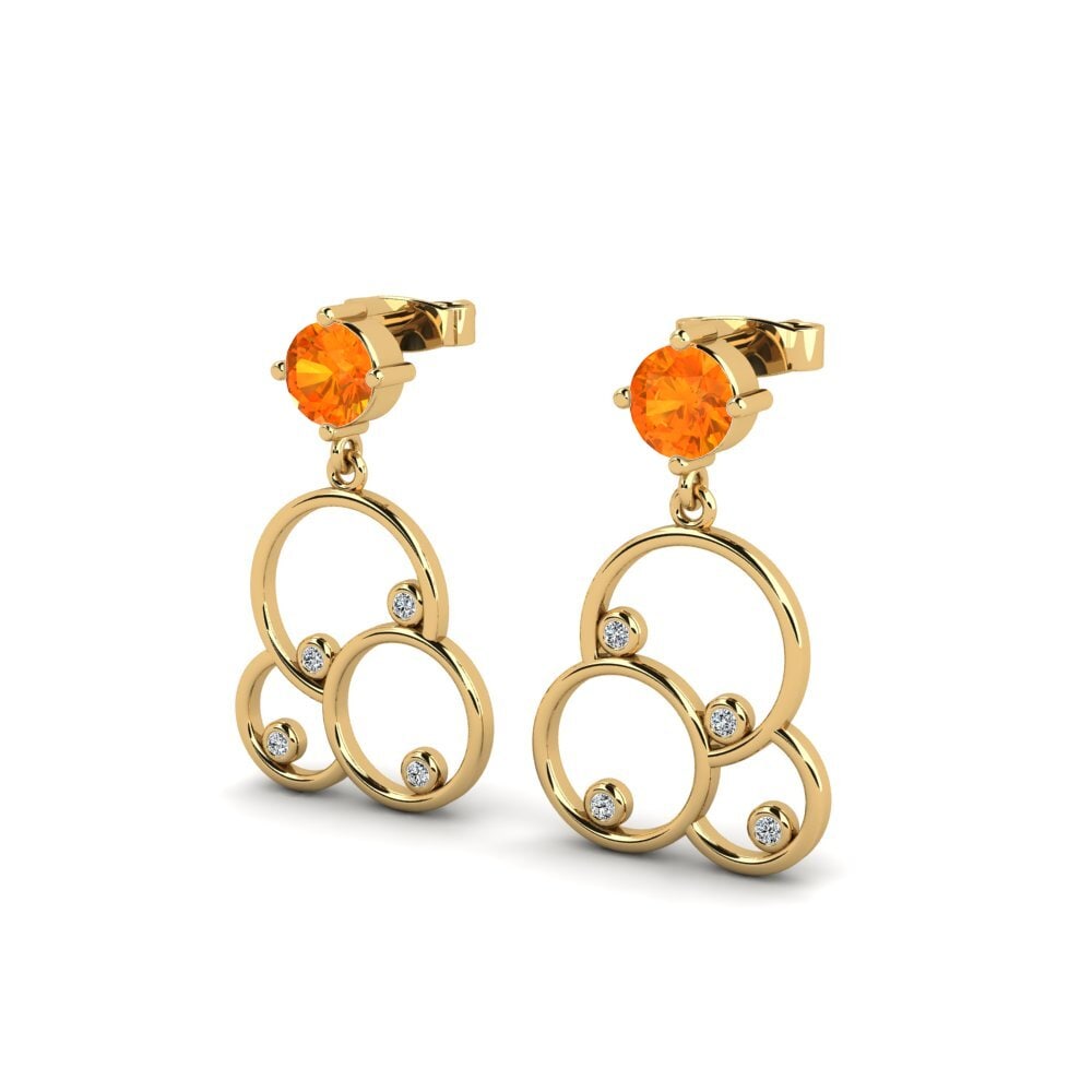9k Oro Amarillo Zafiro Naranja Pendiente de mujer Prana