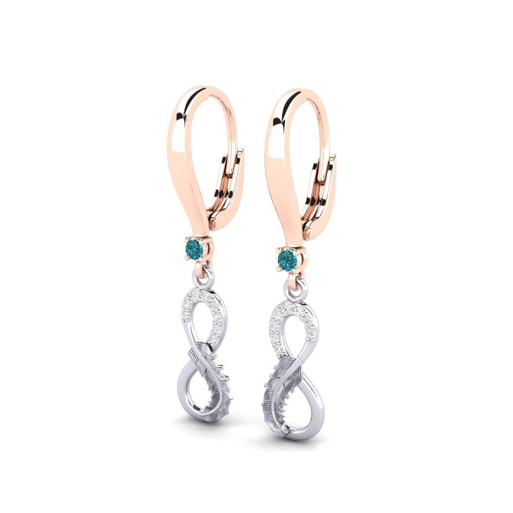 14k Oro Rosa & Blanco Pendiente de mujer Pravda