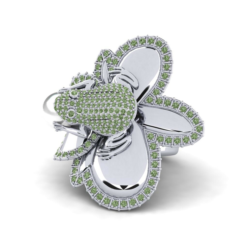 Cultured Pearls Green Diamond Engagement Rings