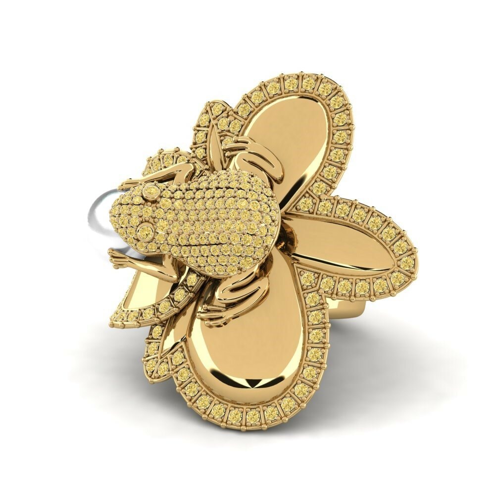 Bagues Or Jaune 18k Diamant Jaune Perles