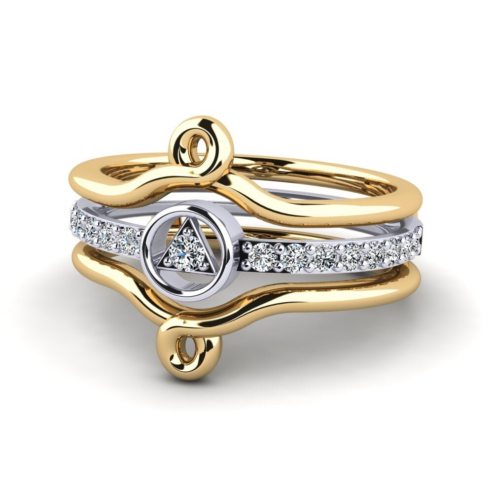 9k Oro Amarillo & Blanco Anillo Preh SET