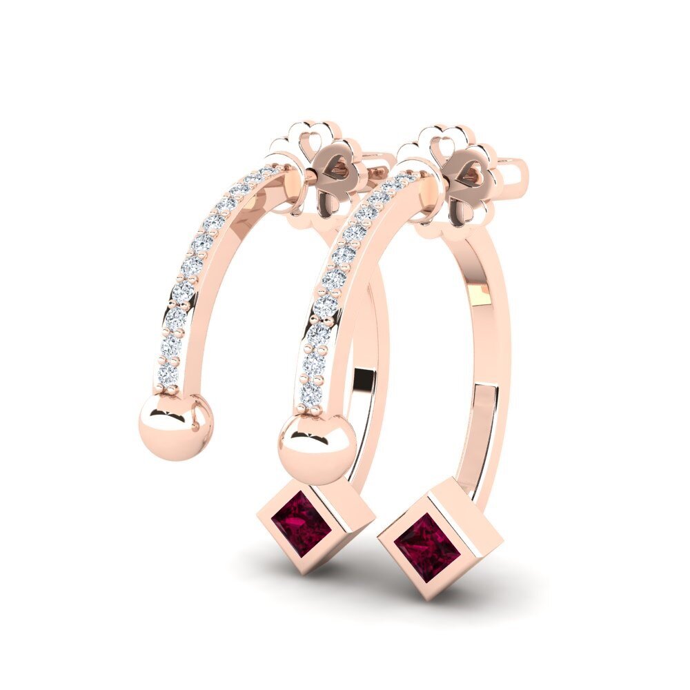 18ct Rose Gold Rhodolite Garnet Women's Earring Premila