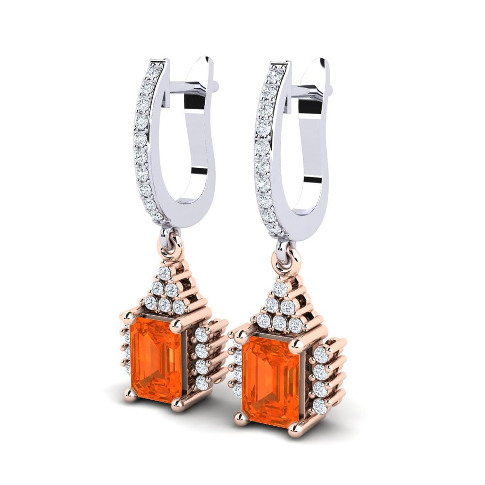 14ct Rose & White Gold Fire Opal Women's Earring Prisha