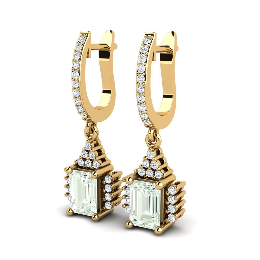 14ct Yellow Gold Green Amethyst Women's Earring Prisha