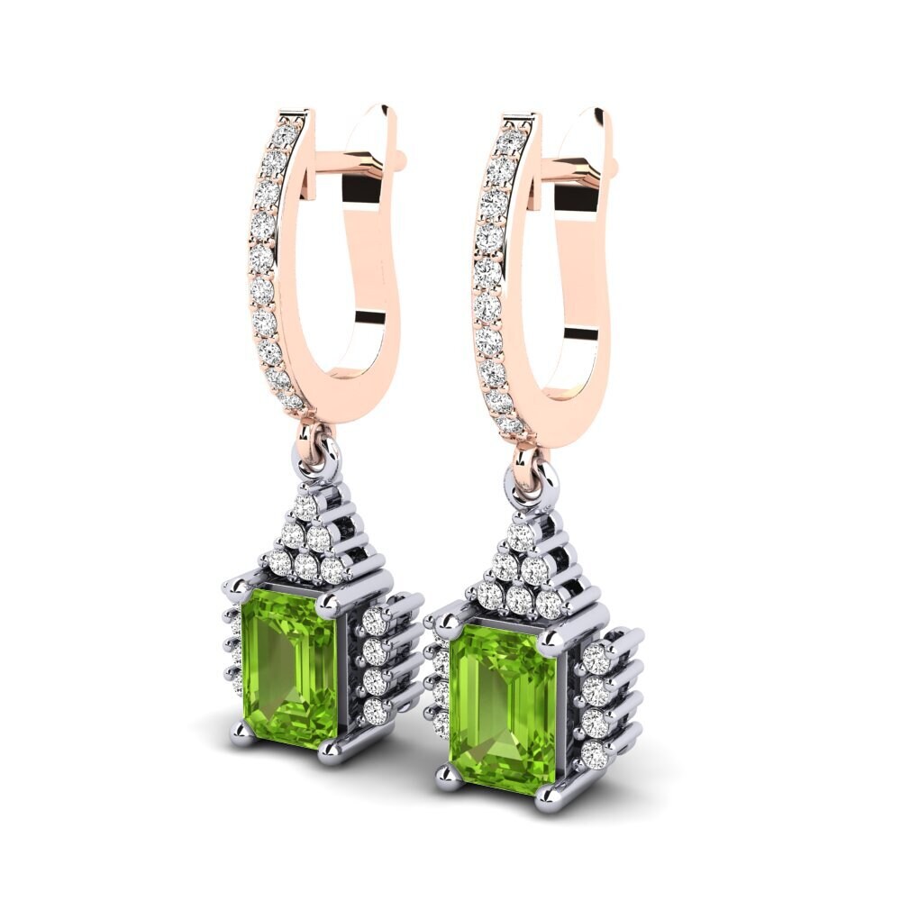 14k Oro Blanco & Rosa Peridoto Pendiente de mujer Prisha
