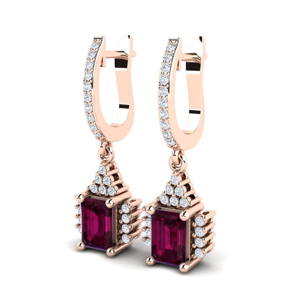 18ct Rose Gold Rhodolite Garnet Women's Earring Prisha
