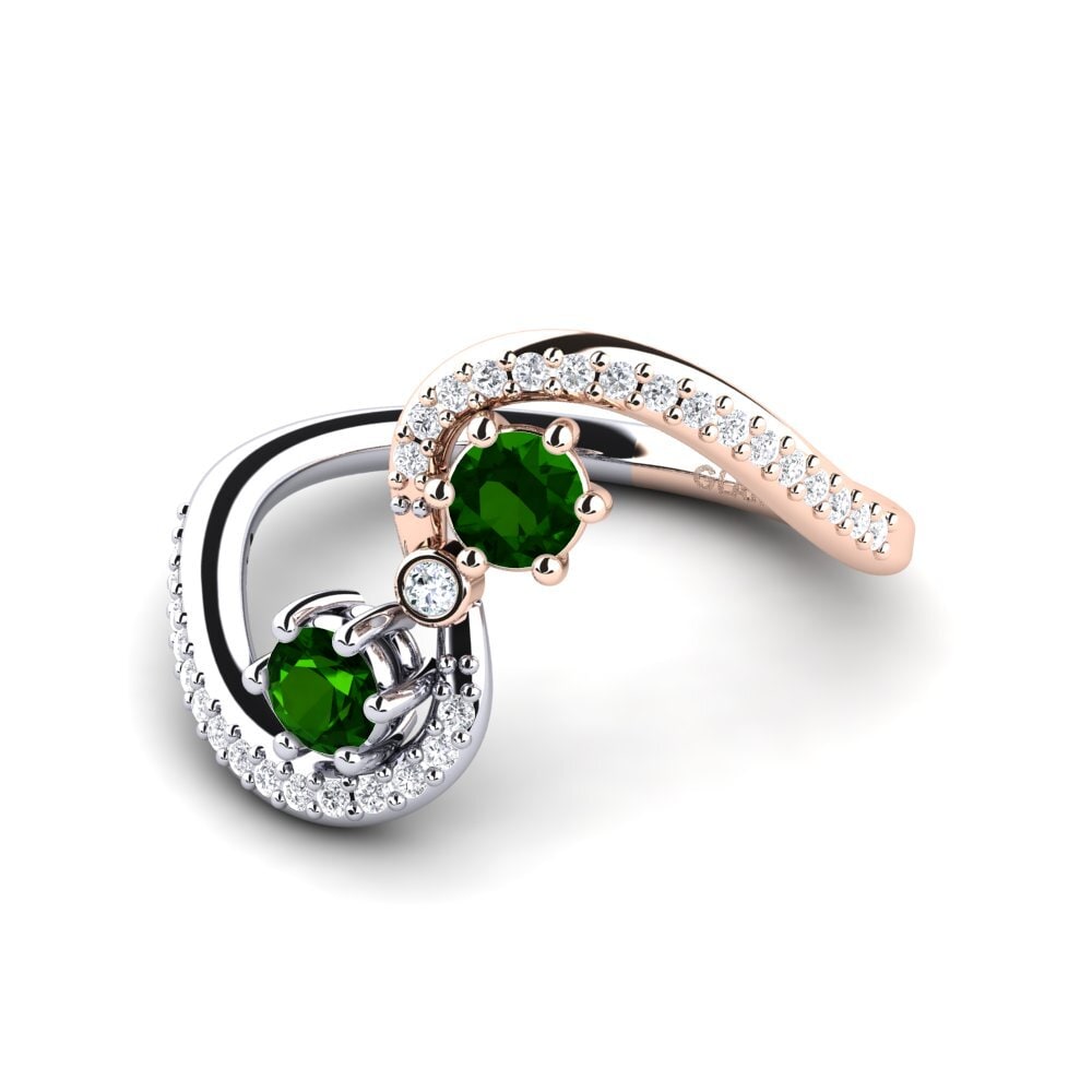 14ct Rose & White Gold Green Tourmaline Ring Priyota