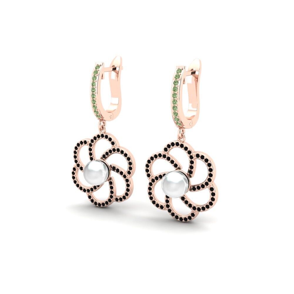 9ct Rose Gold Green Diamond Women's Earring Lienke Ø6 mm