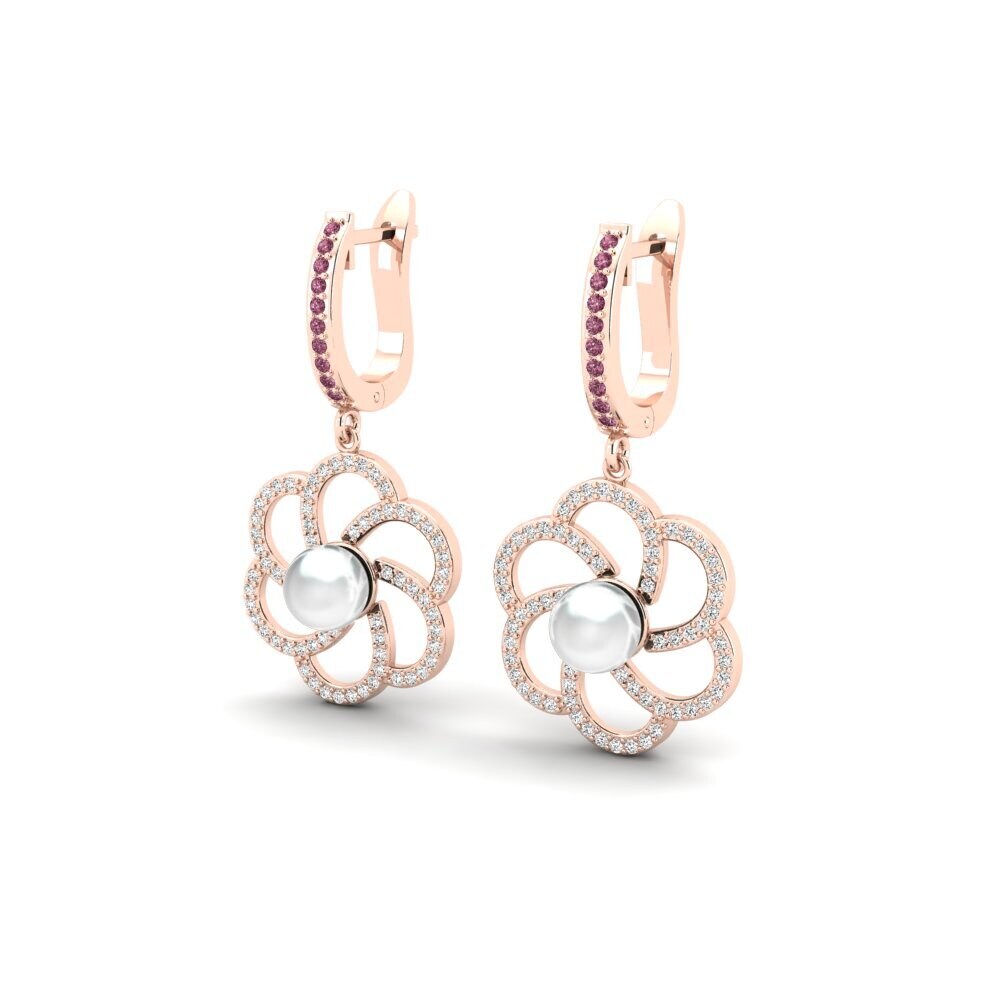 14k Oro Rosa Granate Rhodolite Pendiente de mujer Lienke Ø6 mm