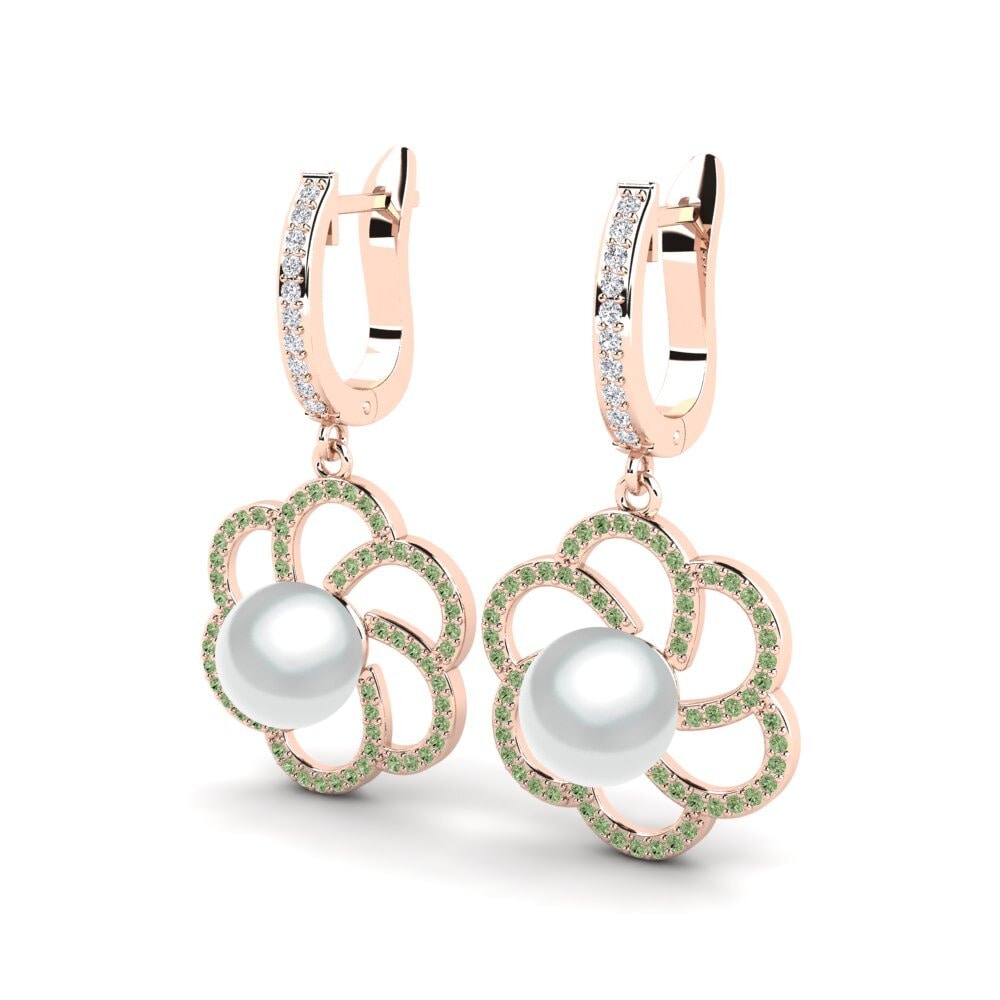 9ct Rose Gold Green Diamond Women's Earring Lienke Ø8 mm