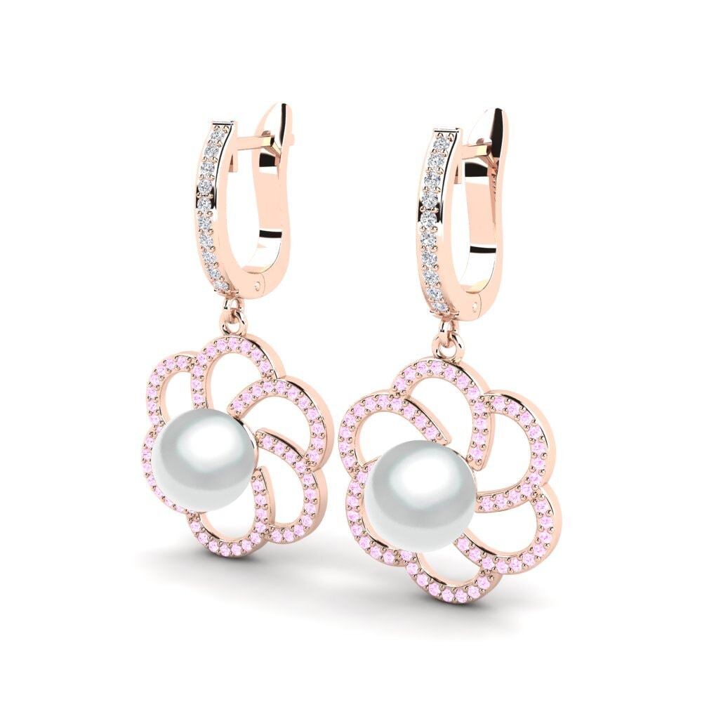 14k Oro Rosa Zafiro Rosado Pendiente de mujer Lienke Ø8 mm