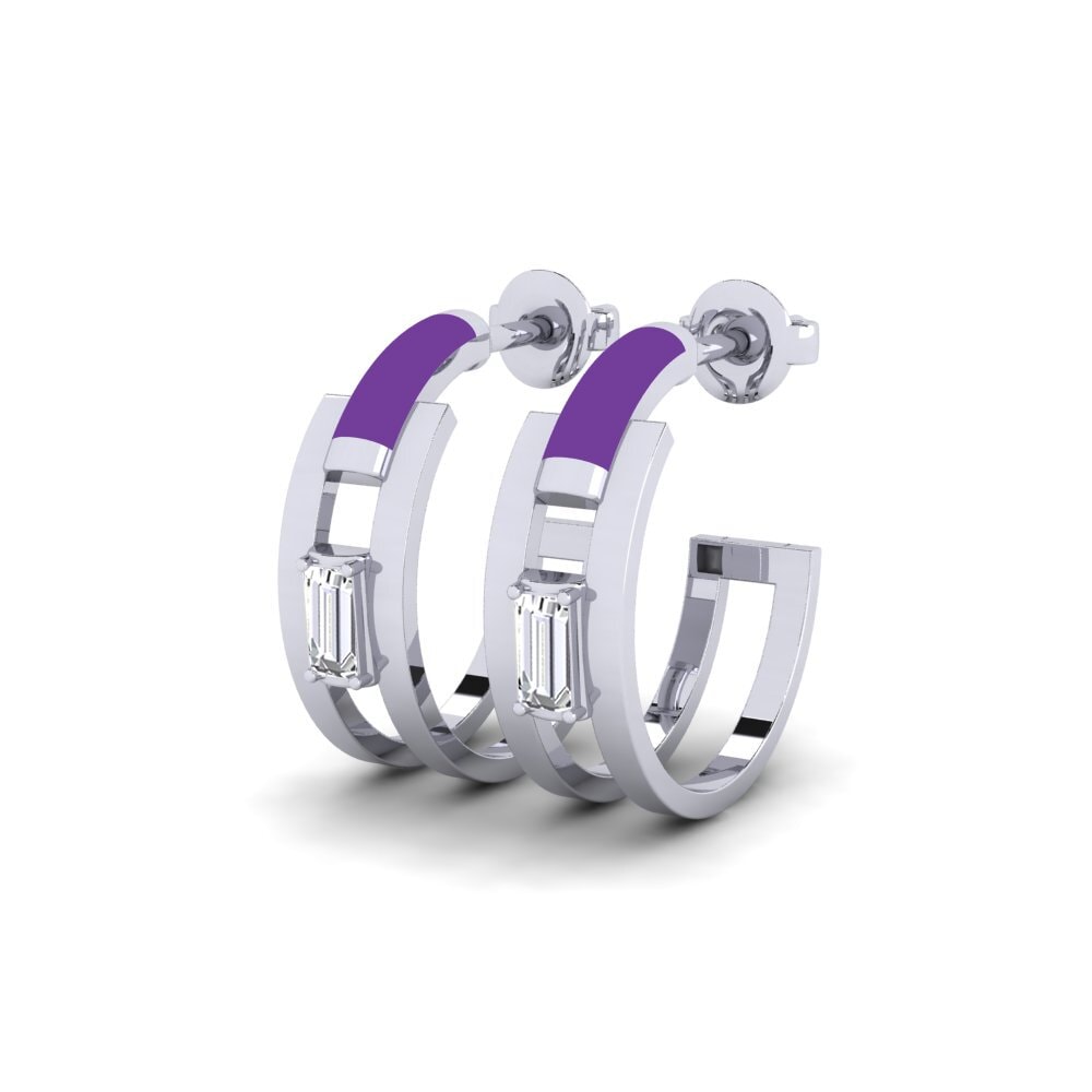 18k Oro Blanco Pendiente de mujer Psyttaleia