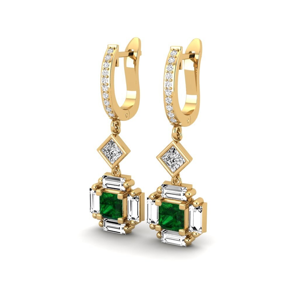 14k Oro Amarillo Tsavorita Pendiente de mujer Publique