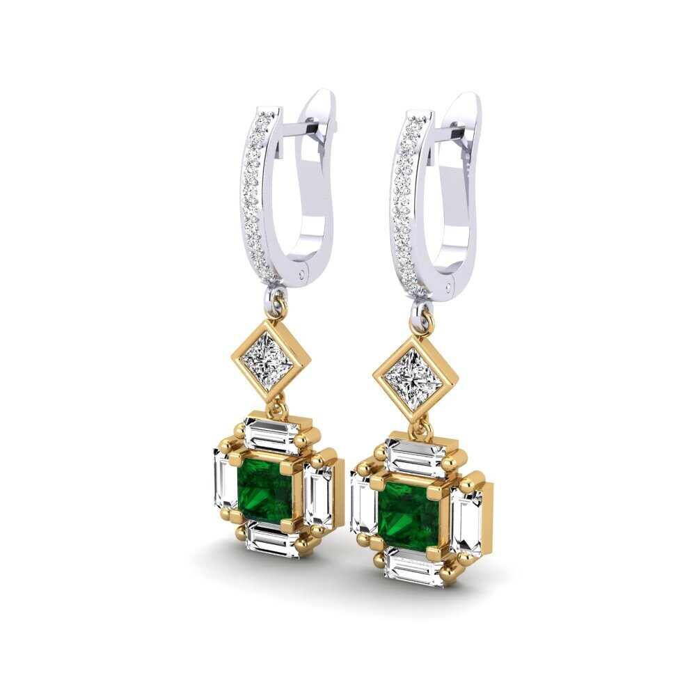 14k Oro Amarillo & Blanco Tsavorita Pendiente de mujer Publique
