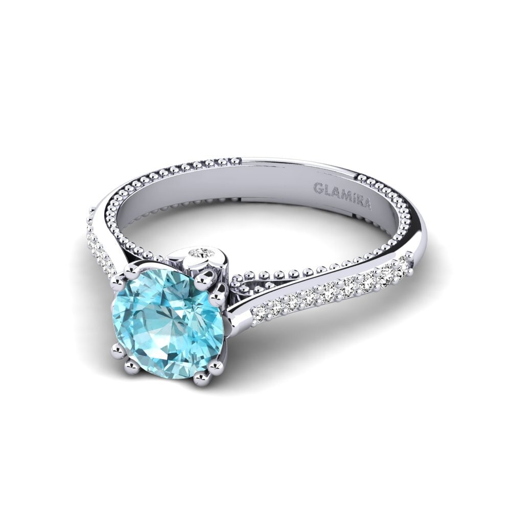 Circón Azul Anillo de compromiso Puerza