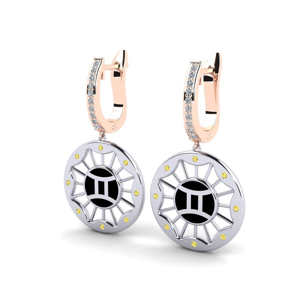 Yellow Sapphire Women's Earring Puff - Gemini