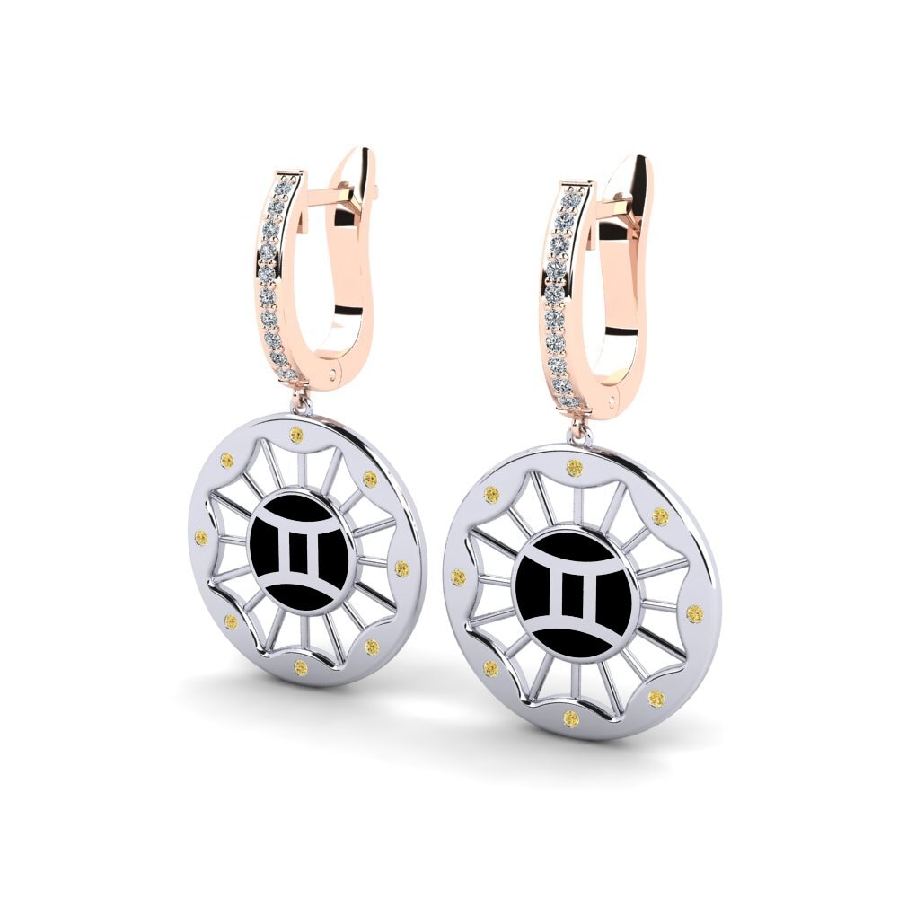 Diamant Jaune Boucle d'oreille femme Puff - Gemini