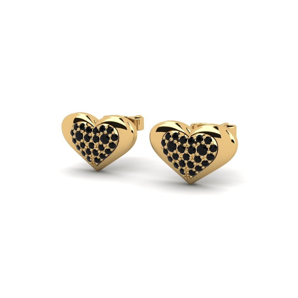 Oro Giallo 750 Zaffiro Nero Orecchino da donna Puflash